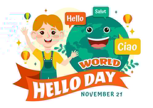 World Hello Day Vector Illustration on November 21 of Speech Bubbles with Different Languages from all over the Country in Flat Cartoon Background
