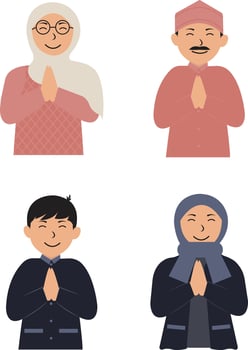 Eid Al-Fitr Icon Set, with Flat Design. Vector Illustration