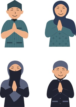 Eid Al-Fitr Icon Set, with Flat Design. Vector Illustration