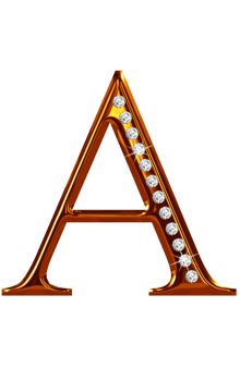 Golden jewel alphabet uppercase png