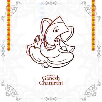 Traditional Happy Ganesh Chaturthi festival celebration card vector