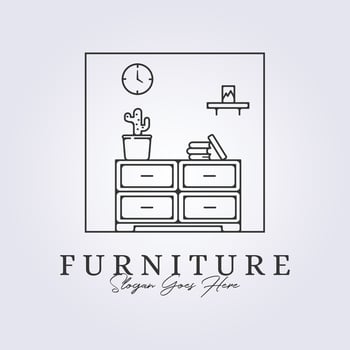 interior furniture room logo symbol icon sign vector line art illustration design