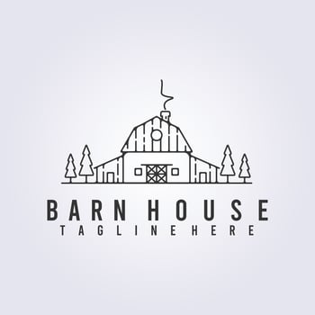 barn house rustic logo line art icon symbol template background vector illustration design
