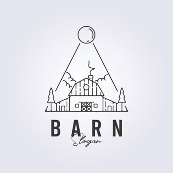 barn house rustic logo line art icon symbol template background vector illustration design