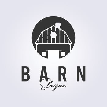 barn house rustic logo line art icon symbol template background vector illustration design