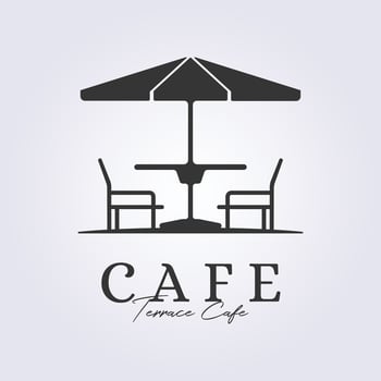 outdoor terrace cafe logo symbol icon sign vintage vector illustration design