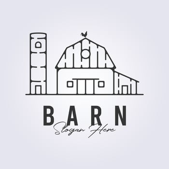 barn house rustic logo line art icon symbol template background vector illustration design
