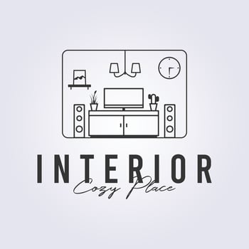 interior furniture room logo symbol icon sign vector line art illustration design