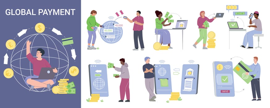 Global Payment Flat Composition vector