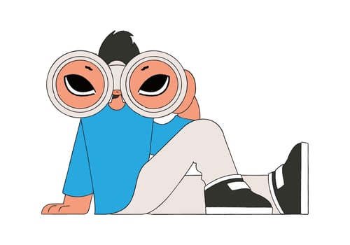 Attractive man holds binoculars in his hands. Good for job postings and flyers. vector