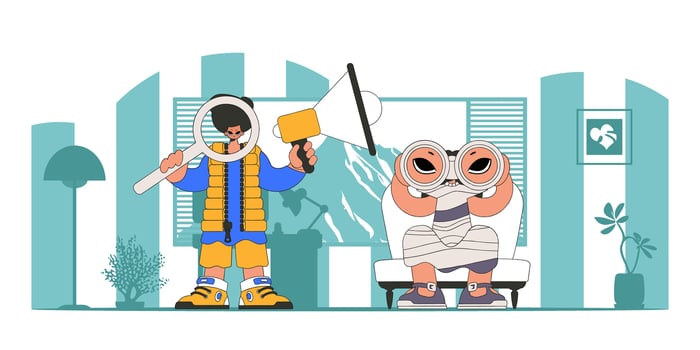 The guy and the girl are specialists Attracting workers. vector