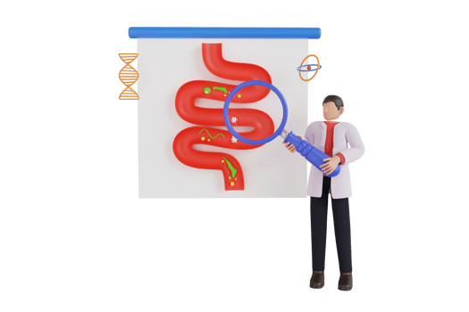 3d illustration of Medical stomach inspection by gastroenterologist doctor. Digestive system checkup. Concept of gastroenterology, healthcare and medicine png