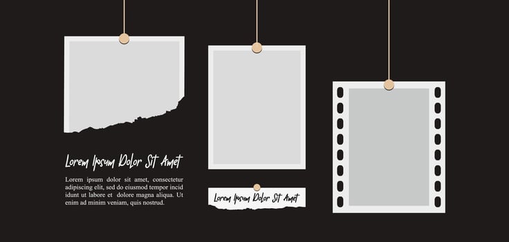 Pictures or photos frame collage. comics page grid layout abstract photo frames and digital photo wall template vector