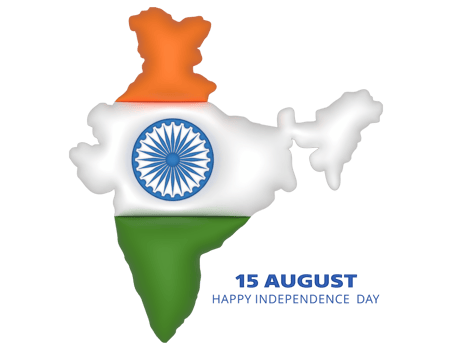 3d indian country map with independence day design png
