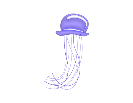 alphabet J letter Jellyfish 3d type png