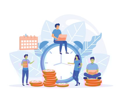 An Objective Assessment Possibilities Deadline. Close up Alarm Clock.flat vector modern illustration