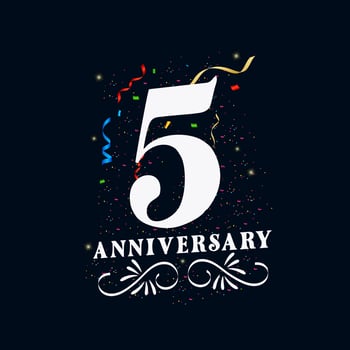 5 Anniversary luxurious Golden color 5 Years Anniversary Celebration Logo Design Template vector