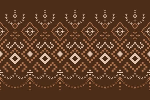 Nature vintages cross stitch traditional ethnic pattern paisley flower Ikat background abstract Aztec African Indonesian Indian seamless pattern for fabric print cloth dress carpet curtains and sarong vector