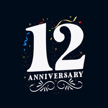 12 Anniversary luxurious Golden color 12 Years Anniversary Celebration Logo Design Template vector