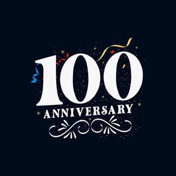 100 Anniversary luxurious Golden color 100 Years Anniversary Celebration Logo Design Template vector