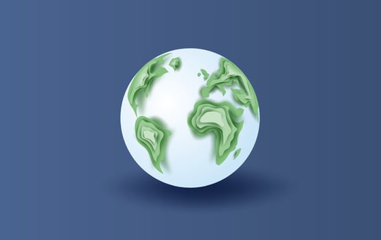 International illustration of around the world Concept paper art design. Earth with Creative digital paper cut and craft style. Environment ecology wildlife idea for card and poster. vector EPS10