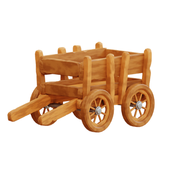 3d illustration wooden cart png