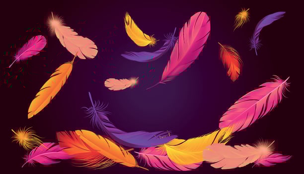 Colored Falling Feathers Composition vector