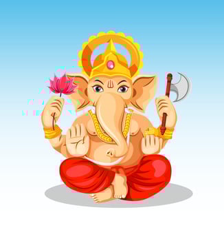 Lord Ganesha sitting, isolated over background. Celebrate Ganesh Chaturthi festival vector