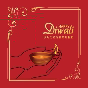 happy diwali festival golden frame stylish greeting card design vector