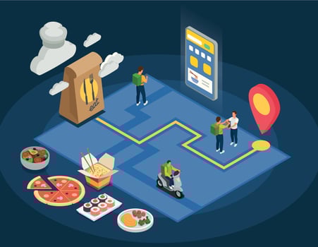 Cloud Kitchen Isometric Concept vector