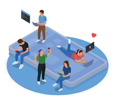 Teenagers Composition Illustration vector
