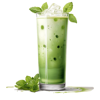 Creamy matcha green tea and mint leaf Clipart Sublimation AI Generative png