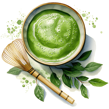 Creamy matcha green tea and mint leaf Clipart Sublimation AI Generative png