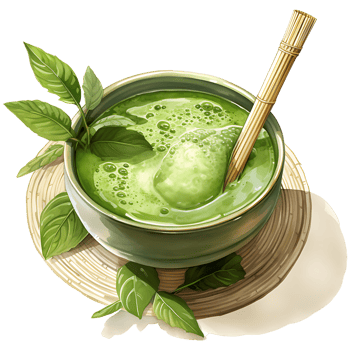 Creamy matcha green tea and mint leaf Clipart Sublimation AI Generative png