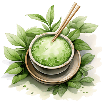 Creamy matcha green tea and mint leaf Clipart Sublimation AI Generative png