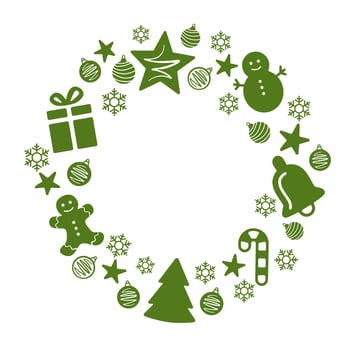 Christmas wreath made of decorations vector
