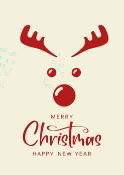 Christmas card concept with reindeer. Merry Christmas and Happy New Year lettering vector
