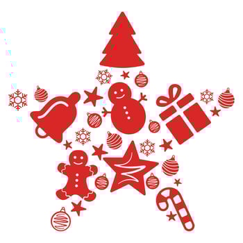 Christmas star made of ornaments vector
