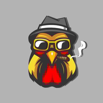 Rooster smoking mascot logo vector