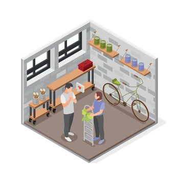 Gift Ladder Isometric Composition vector
