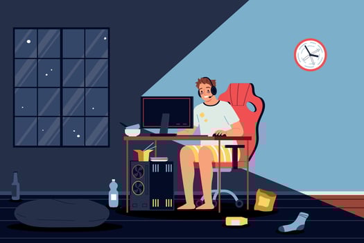 Night Computer Addict Composition vector