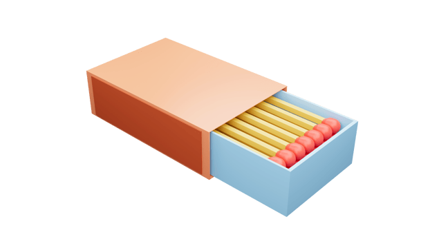 3D rendering of matchbox, Equipment for lighting fires, Use for camping bonfires and hiking png