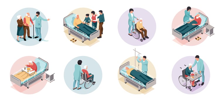 Elderly People Hospital Compositions vector