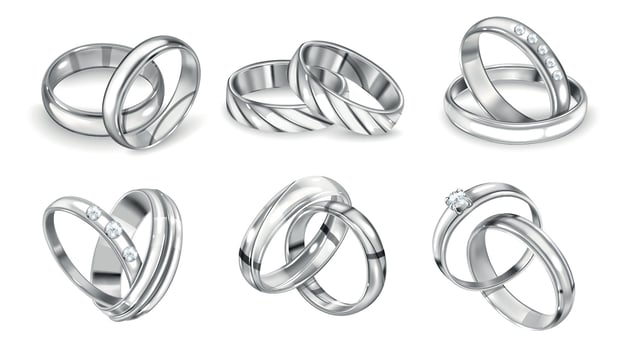 Silver Rings Realistic Set vector