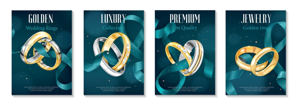 Realistic Luxury Rings Posters vector