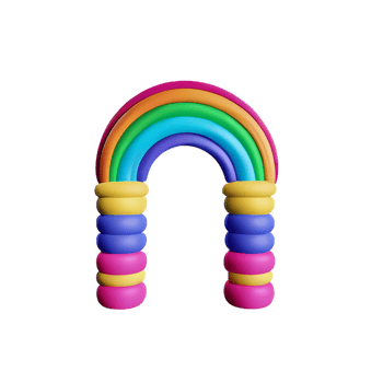 boho rainbow 3d rendering icon illustration png
