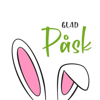 Happy Easter lettering in Swedish with bunny ears vector