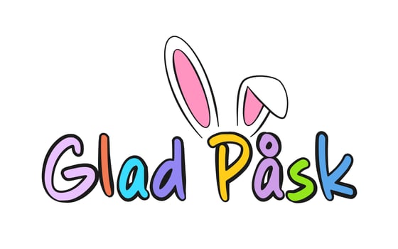 Happy Easter colorful lettering in Swedish with bunny ears vector
