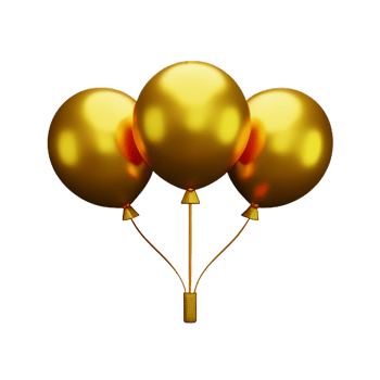 gold balloons 3d rendering icon illustration png