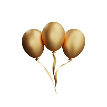gold balloons 3d rendering icon illustration png